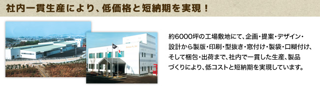 社内一貫生産により、低価格と短納期を実現！